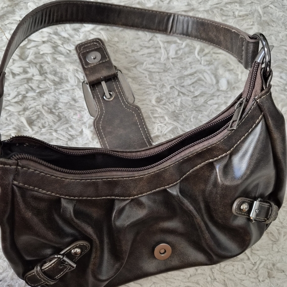 Shein Y2K Dark Brown Buckle Shoulder Bag – Goth Grunge Utility Aesthetic - Picture 12 of 16